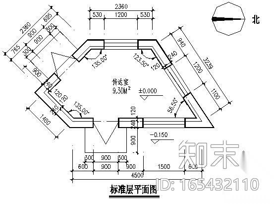 某厂区大门及传达室建筑方案图cad施工图下载【ID:165432110】