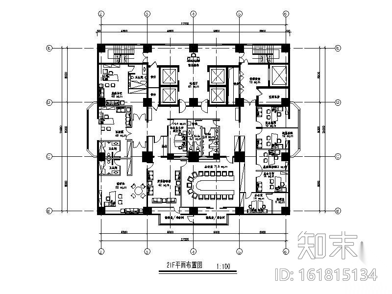 某办公室装修图cad施工图下载【ID:161815134】