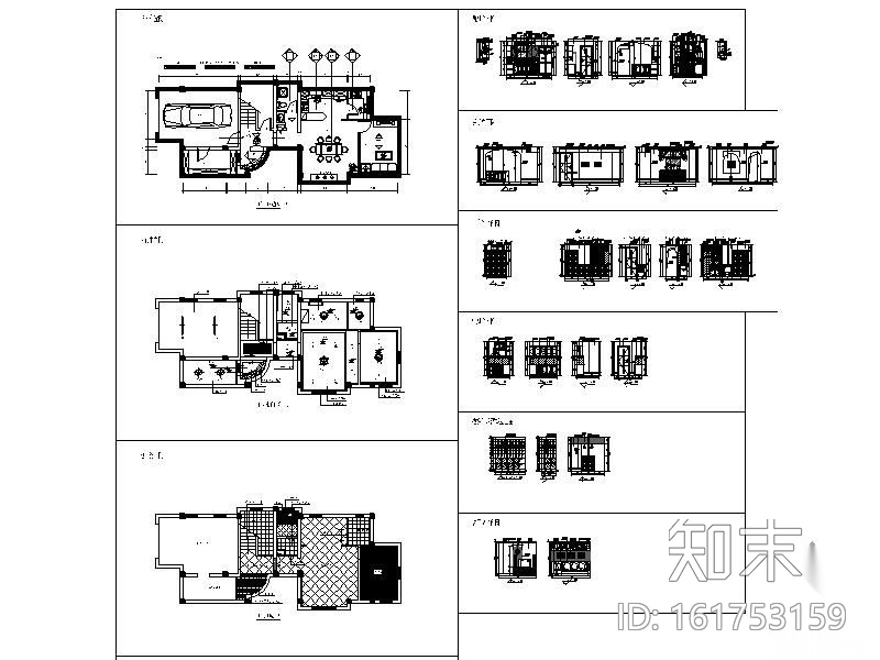 [大连]某三层别墅美式装修施工图施工图下载【ID:161753159】