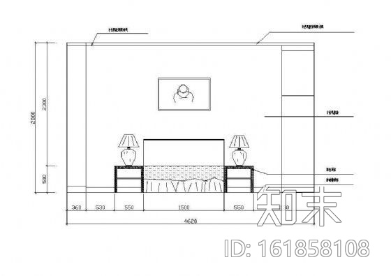 床头墙面立面图块施工图下载【ID:161858108】