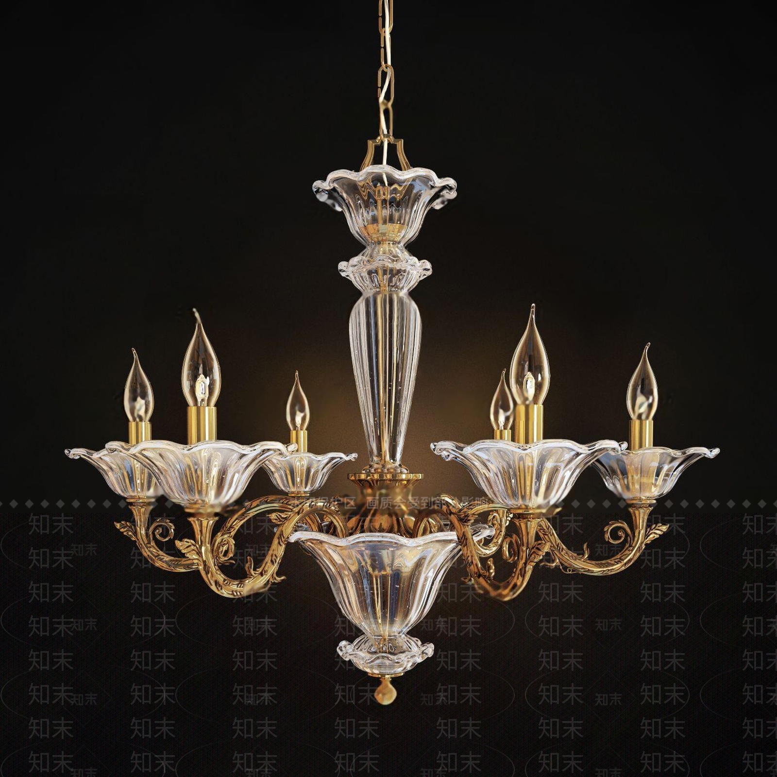 欧式古典轻奢烛台吊灯3D模型下载【ID:1108082343】