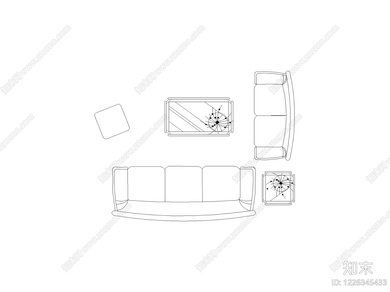 沙发cad施工图下载【ID:1226345433】