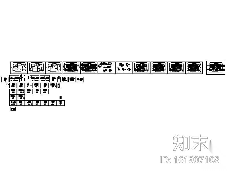 中式风四居豪宅室内装修图cad施工图下载【ID:161907108】