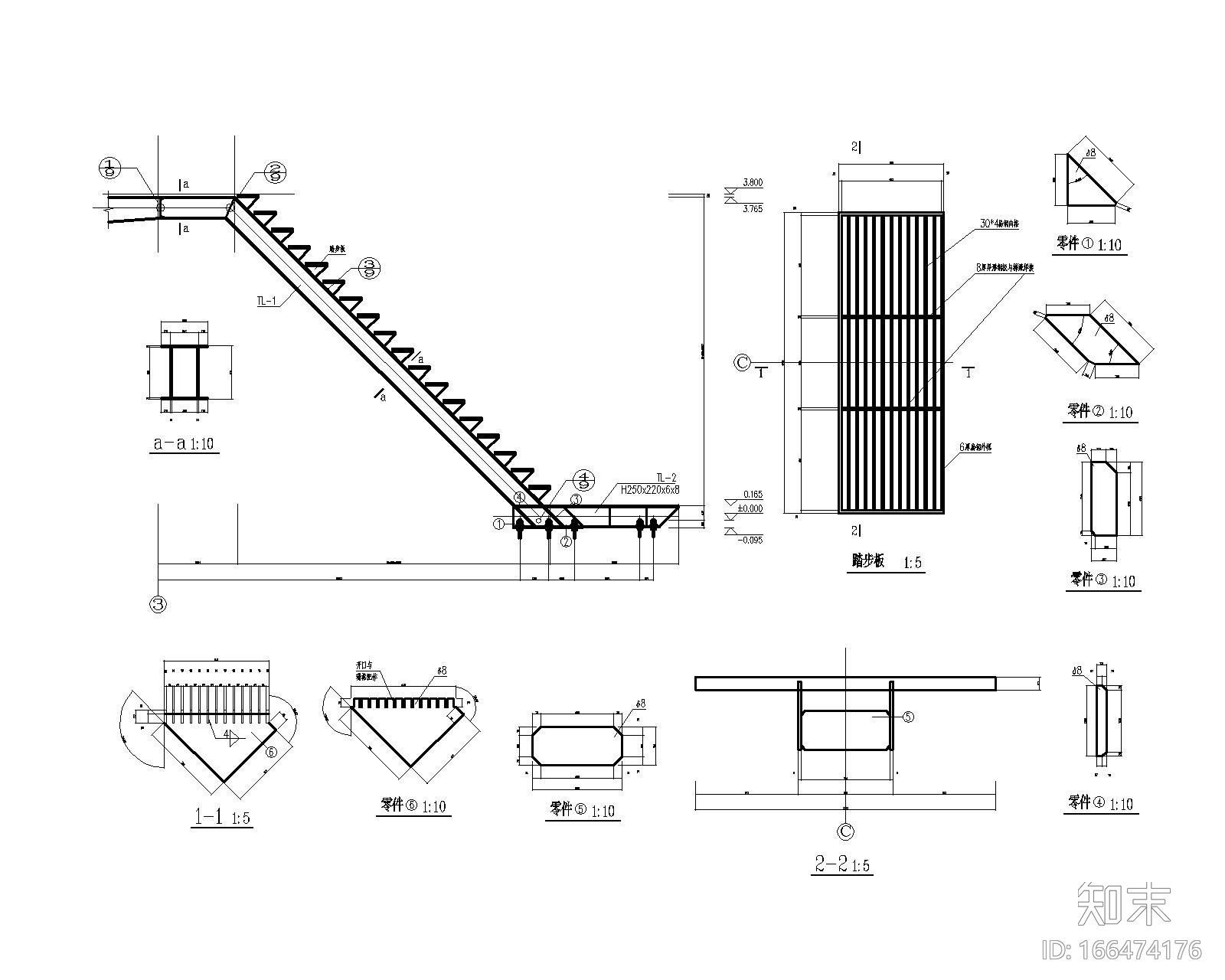 某公园小型钢结构框架施工图（CAD）施工图下载【ID:166474176】