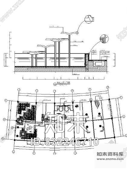 图块/节点图书馆中庭水景剖面cad施工图下载【ID:832246710】