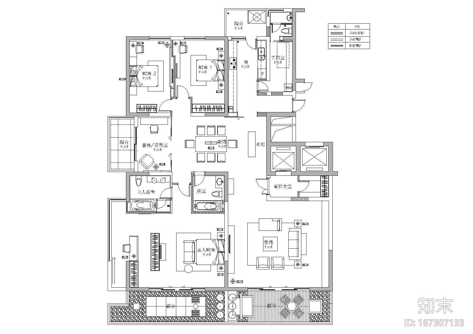 [浙江]梁志天宁波老外滩3JA样板间施工图施工图下载【ID:167307133】