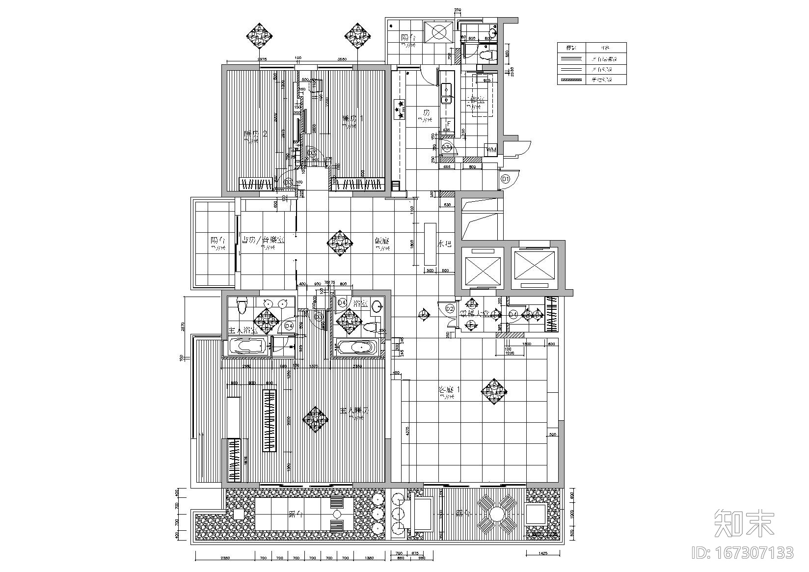 [浙江]梁志天宁波老外滩3JA样板间施工图施工图下载【ID:167307133】