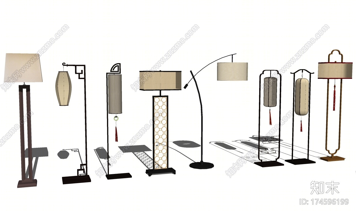 新中式落地灯SU模型下载【ID:174596199】