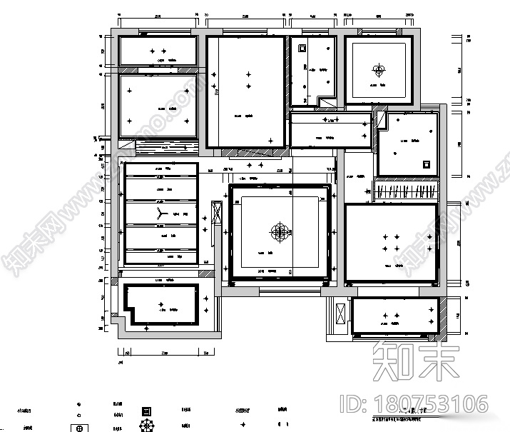 [湖北]咸阳清渭公馆B户型样板房设计施工图（附效果图）cad施工图下载【ID:180753106】