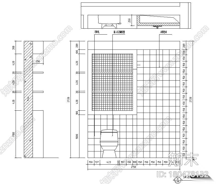 [江苏]130㎡国际简约平层公寓装修施工图cad施工图下载【ID:180478132】