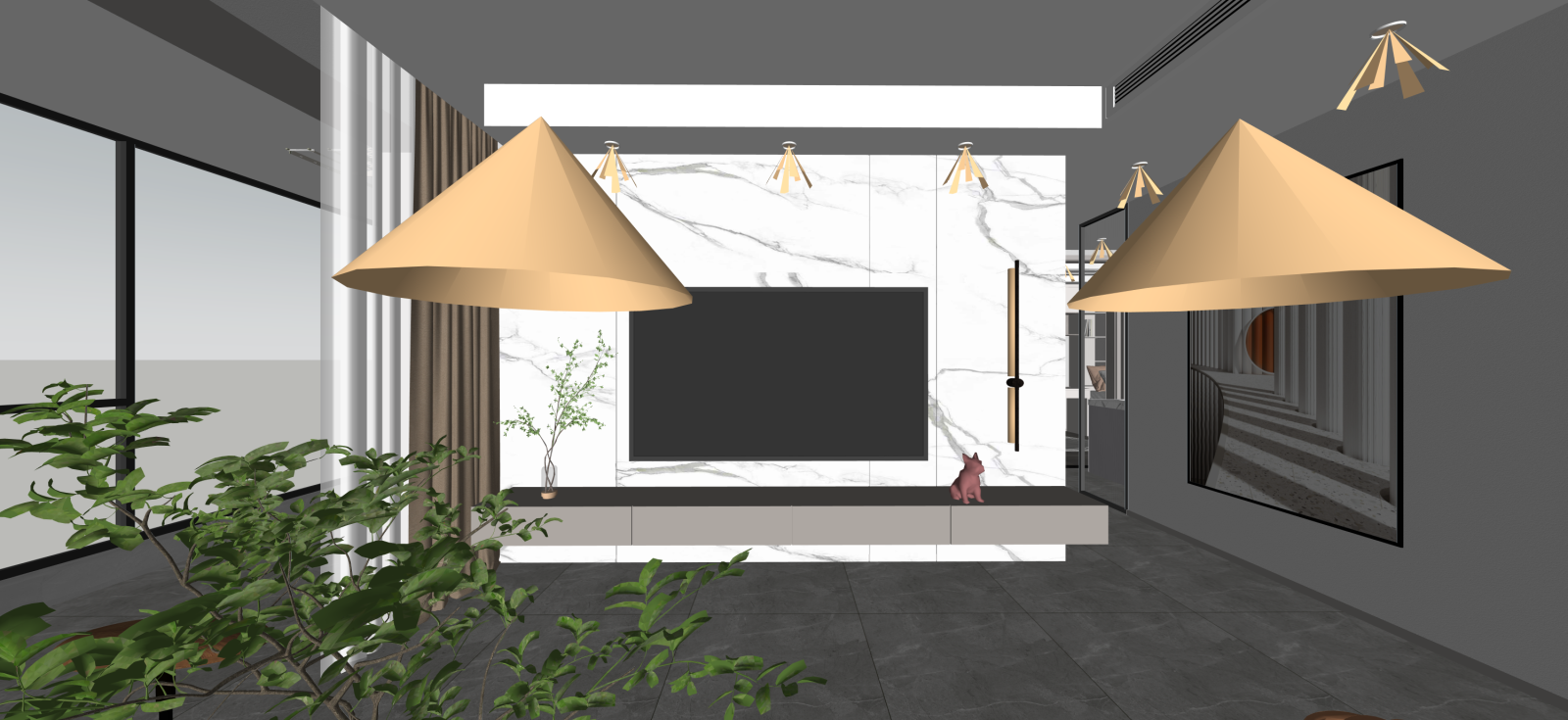 现代家居客厅SU模型下载【ID:1222158756】