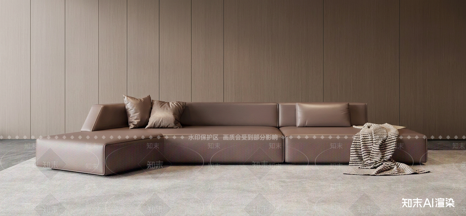 棕色皮革L型多人沙发L型沙发3D模型下载【ID:1227484339】