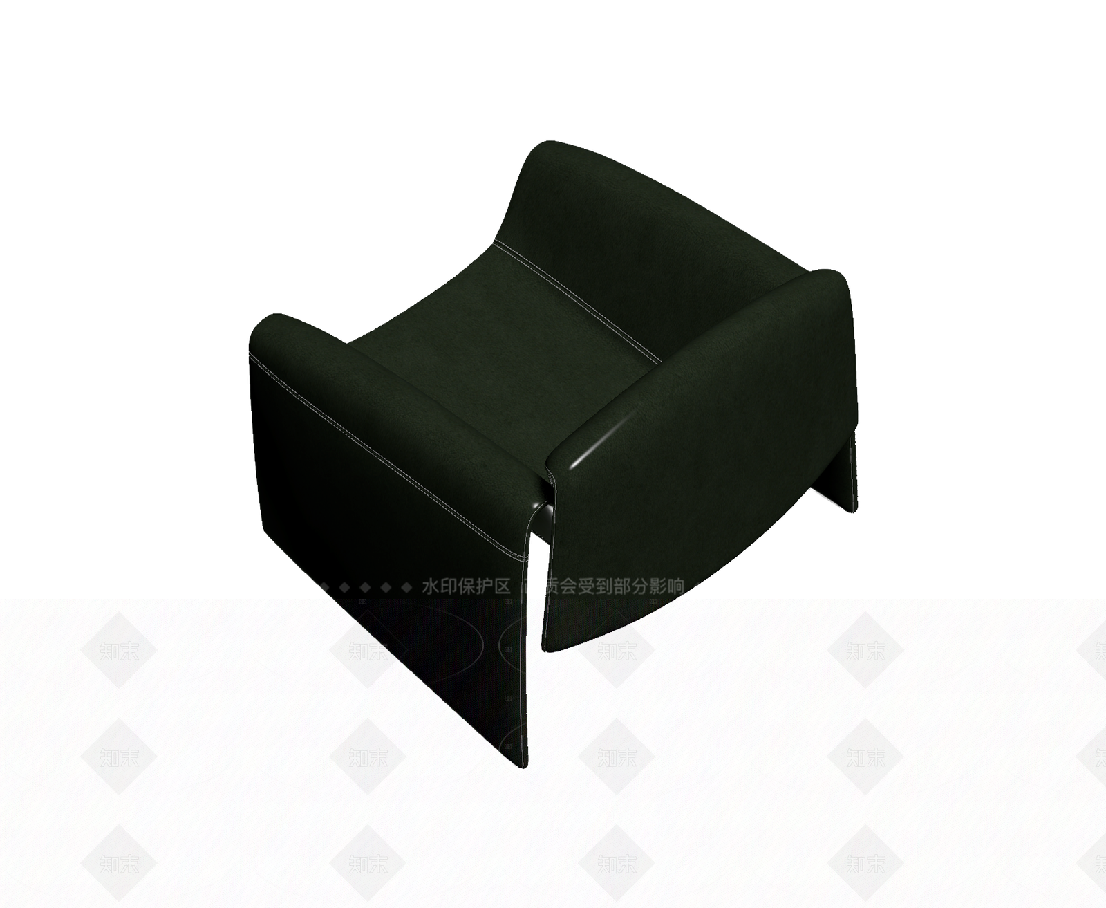 深绿色现代单人沙发3D模型下载【ID:1205543929】