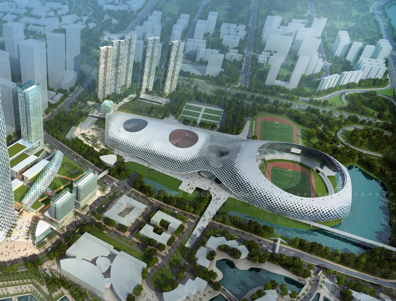 现代体育场鸟瞰3D模型下载【ID:1109358365】