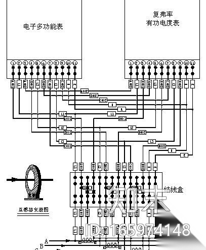 电表结线图cad施工图下载【ID:165974148】