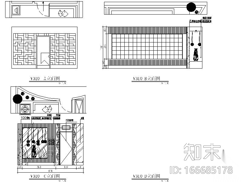 酒吧包间装修图3cad施工图下载【ID:166685178】