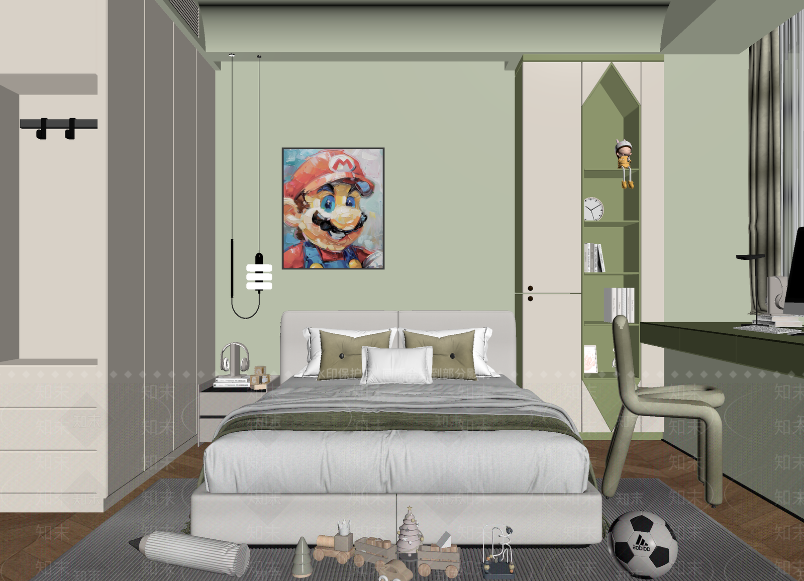 现代男孩房3D模型下载【ID:1214682557】