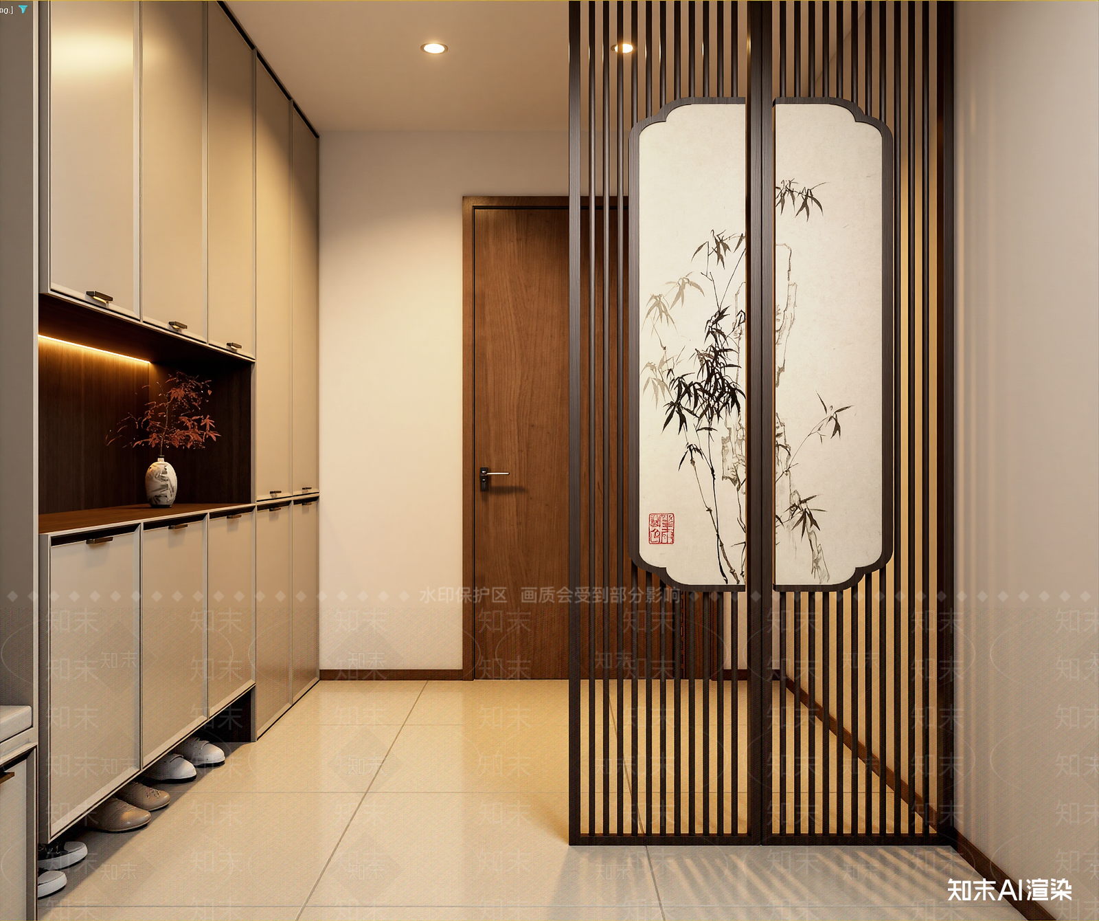 新中式玄关3D模型下载【ID:1215125373】