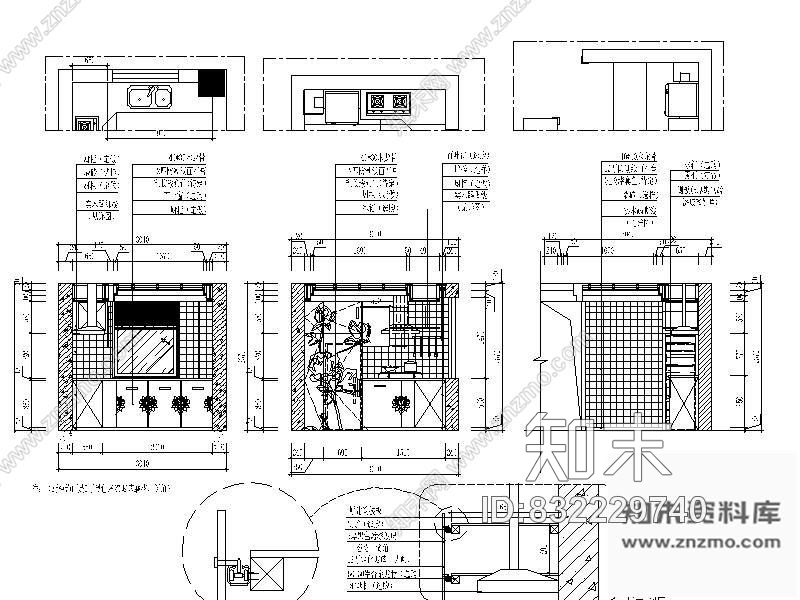 图块/节点厨房立面图施工图下载【ID:832229740】