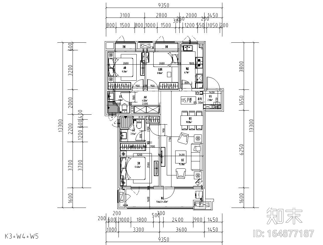 2019年融创标准化户型图设计施工图下载【ID:164877187】