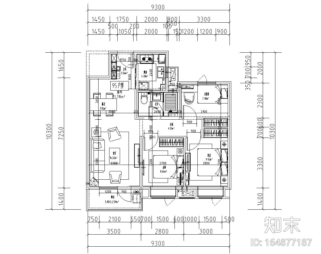 2019年融创标准化户型图设计施工图下载【ID:164877187】