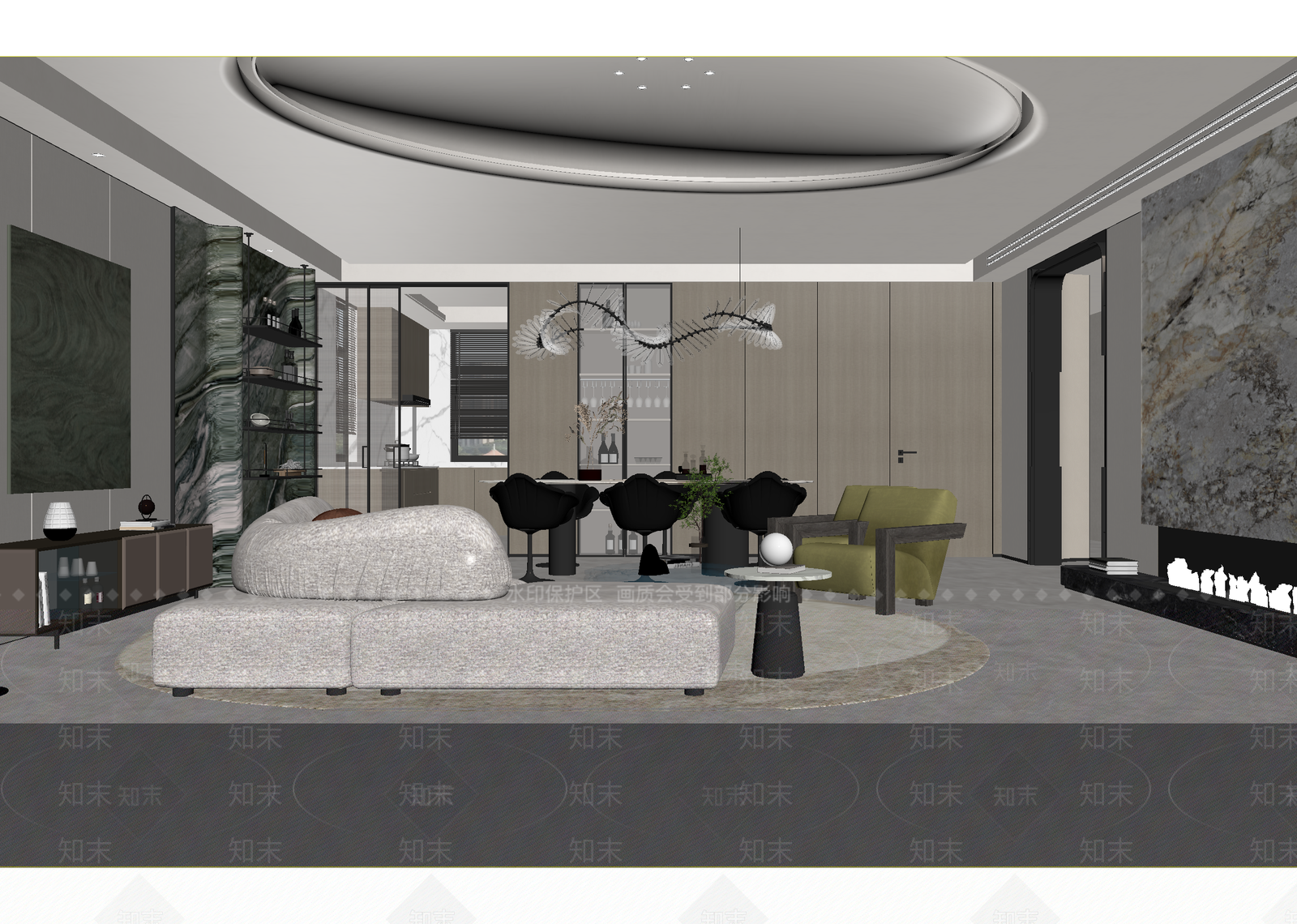 现代客餐厅3D模型下载【ID:1214698708】