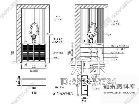 图块/节点鞋柜大样施工图下载【ID:832258724】