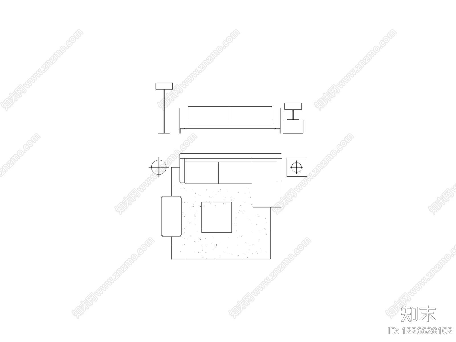 现代,意式沙发CAD图纸