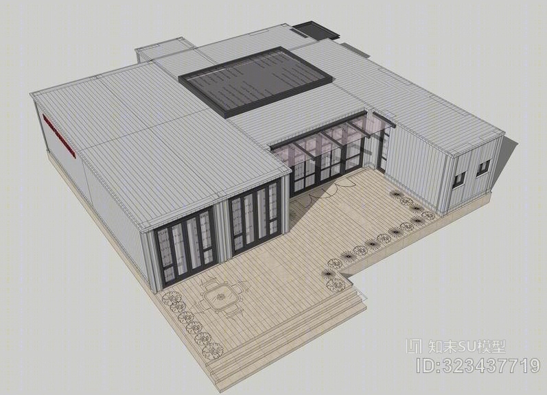 集装箱建筑SU模型下载【ID:323437719】