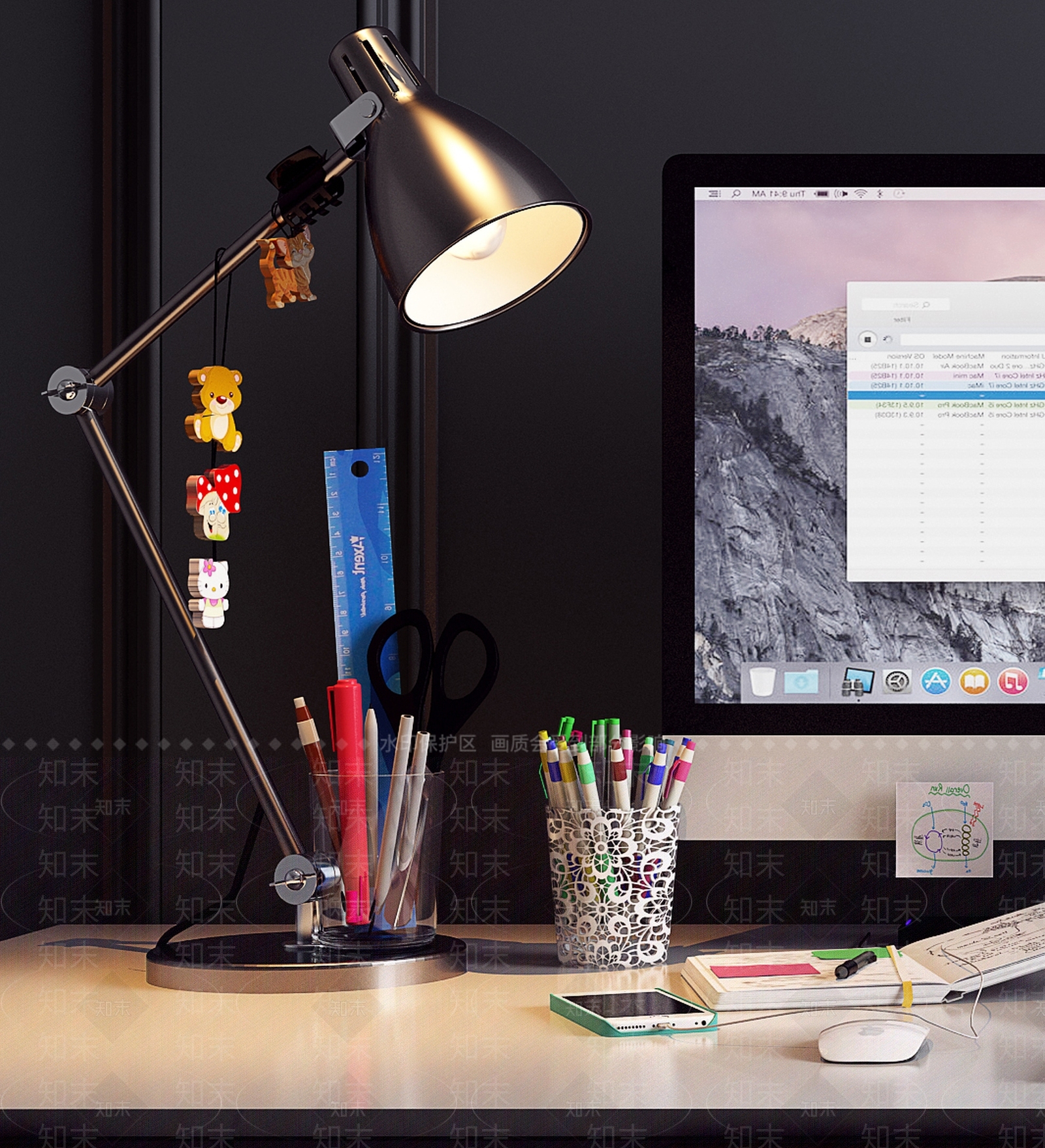 现代电脑桌装饰品3D模型下载【ID:634329531】