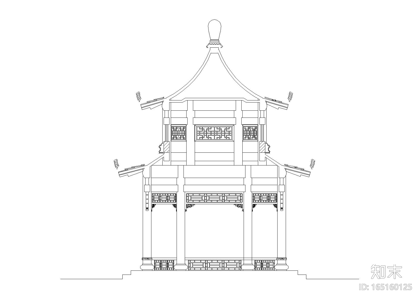 重檐六角亭CAD图纸施工图下载【ID:165160125】