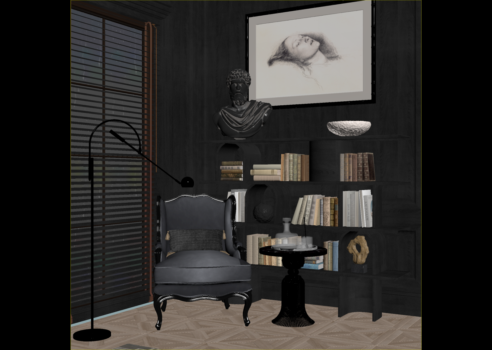 现代书房3D模型下载【ID:1214708920】