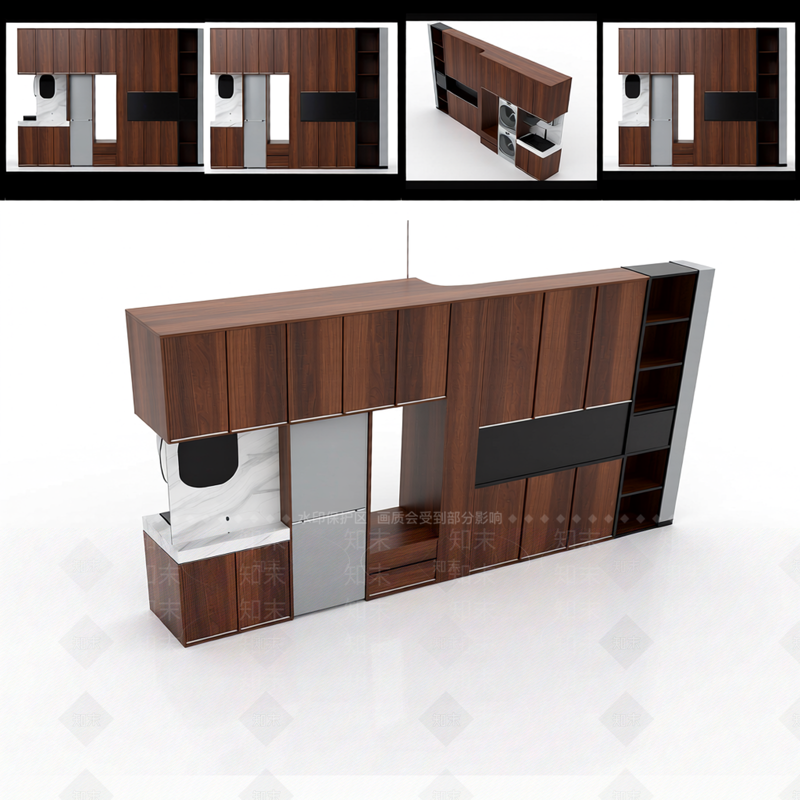 现代风格电视墙3D模型下载【ID:1206193659】