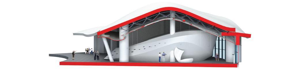 [山东]现代风格网架结构弧线形环幕影院建筑设计方案文本cad施工图下载【ID:151658143】