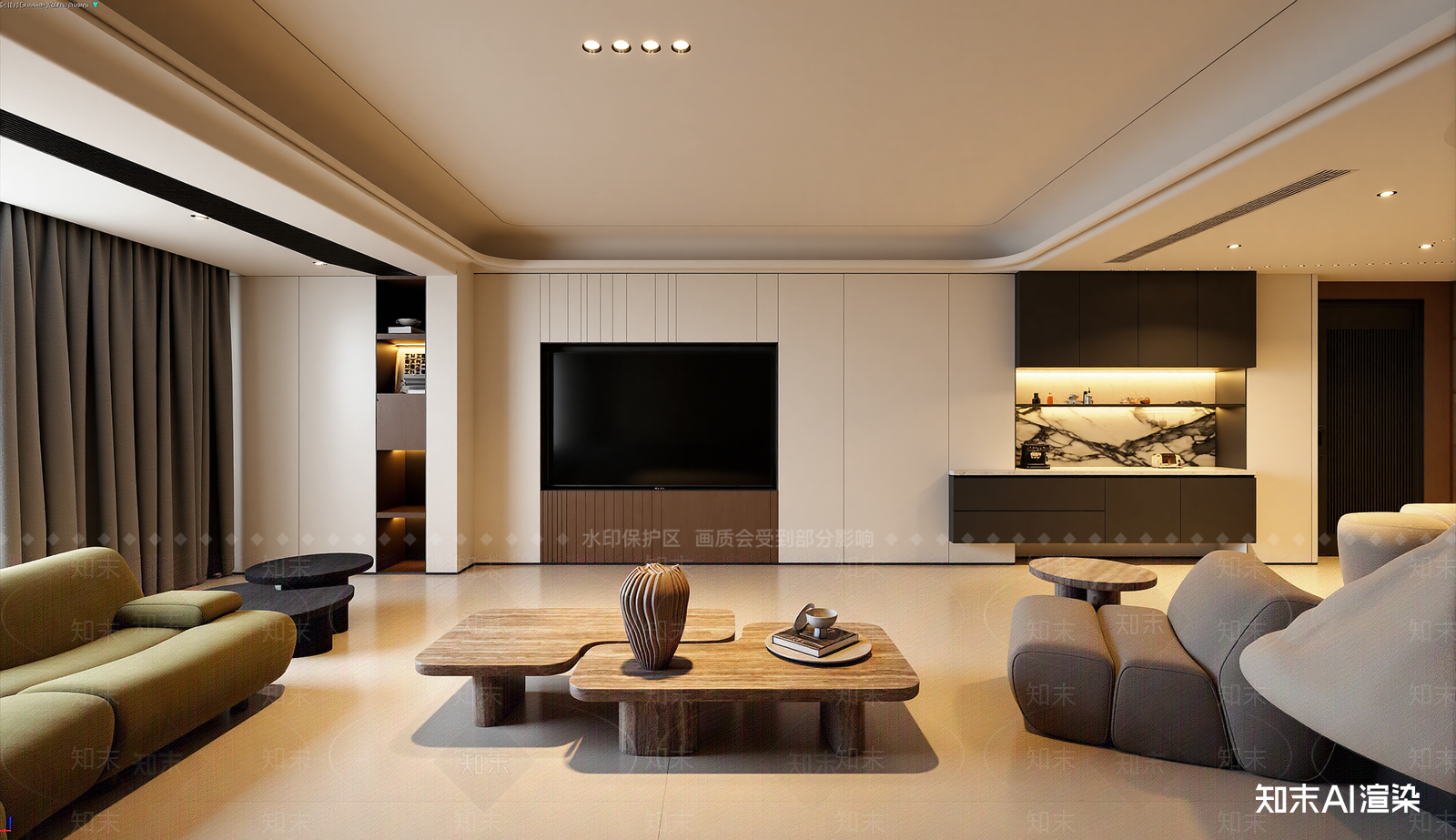 现代家居客厅3D模型下载【ID:1222008013】