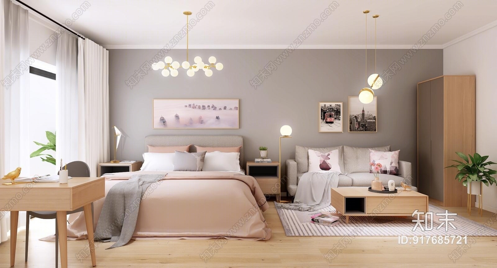 北欧单身公寓3D模型下载【ID:917685721】