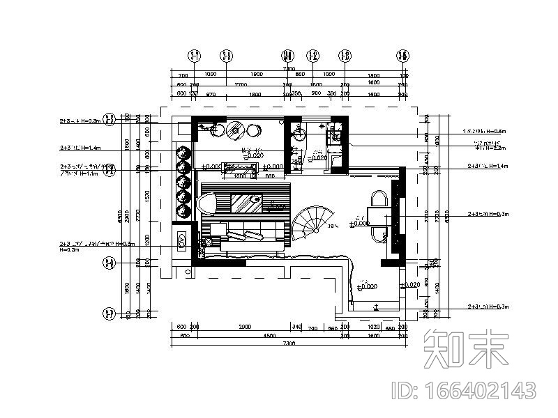 [广东]现代风格复式样板房CAD施工图（含效果图）cad施工图下载【ID:166402143】