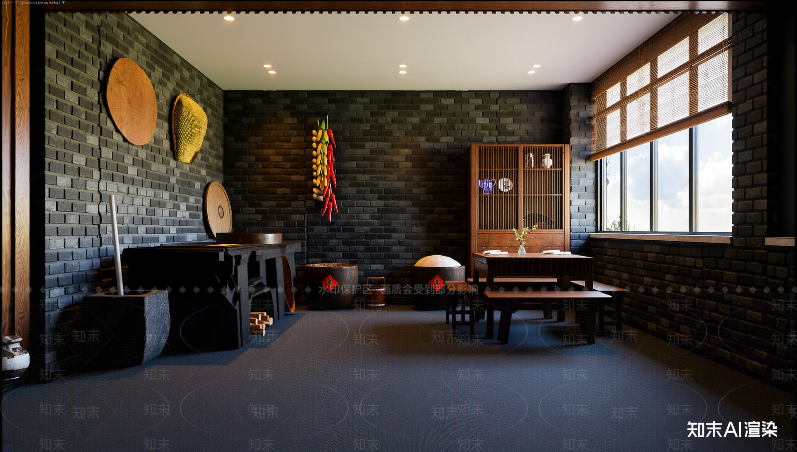 中式家居餐厅3D模型下载【ID:1221848532】