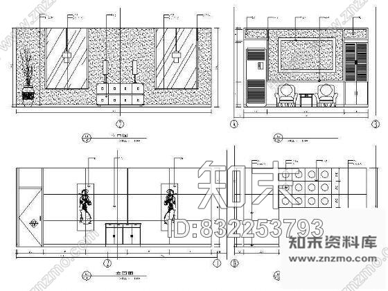 图块/节点中餐厅包间立面设计图cad施工图下载【ID:832253793】