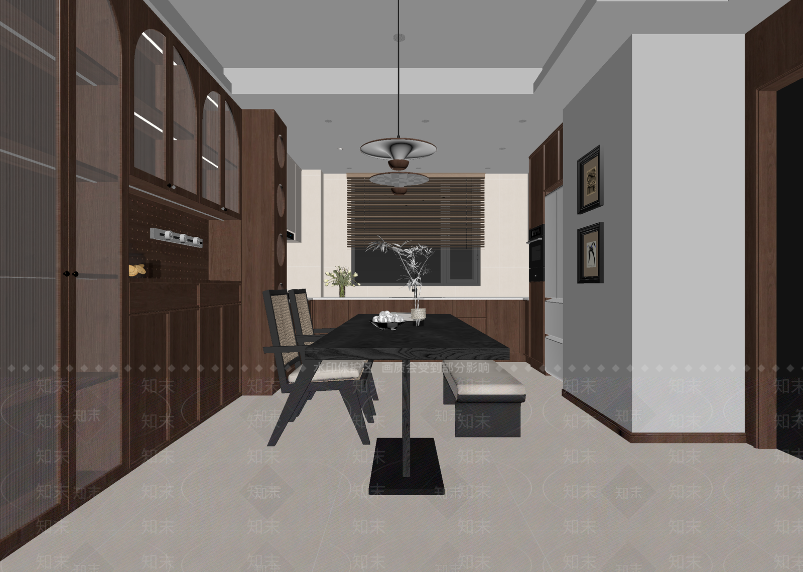 复古家居餐厅3D模型下载【ID:1214850412】