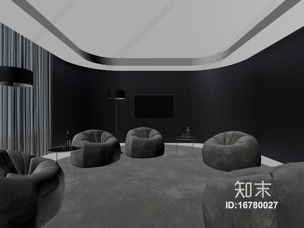 现代布艺软沙发3D模型下载【ID:16780027】