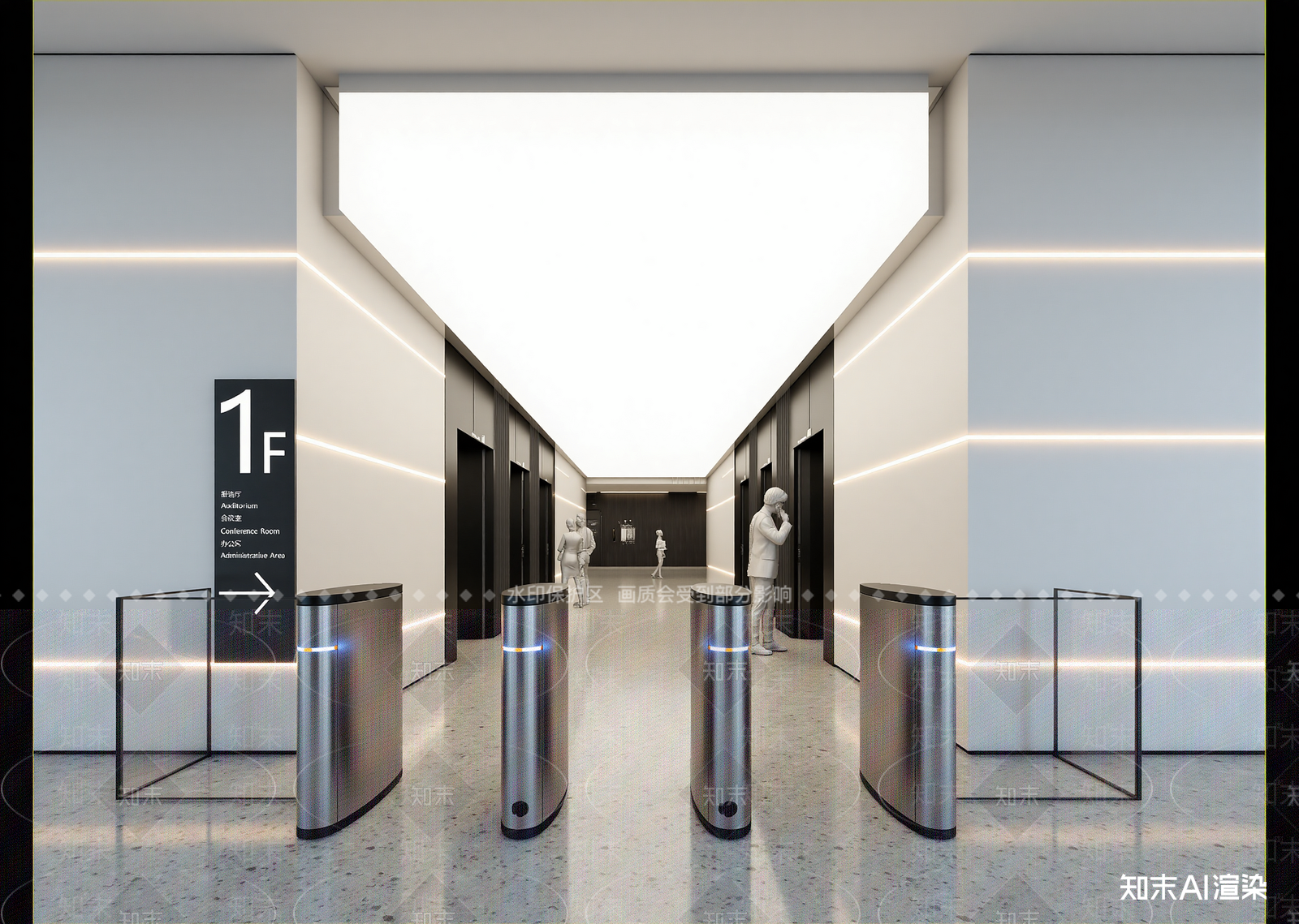 现代办公大厅3D模型下载【ID:1214611886】