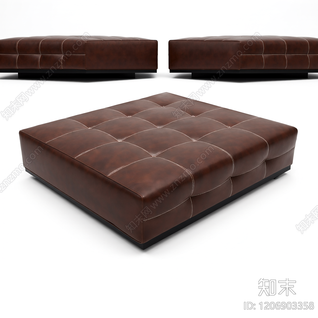 棕色皮质脚凳3D模型下载【ID:1206903358】