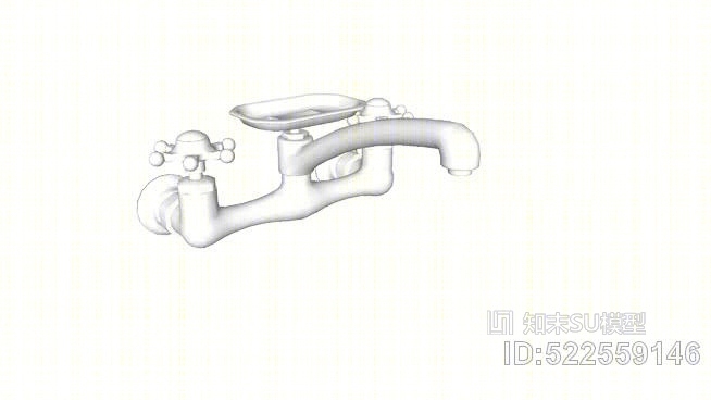 K-149-3古董双孔壁挂式厨房水龙头，有8个“喷口、肥皂碟和六柄把手”SU模型下载【ID:522559146】