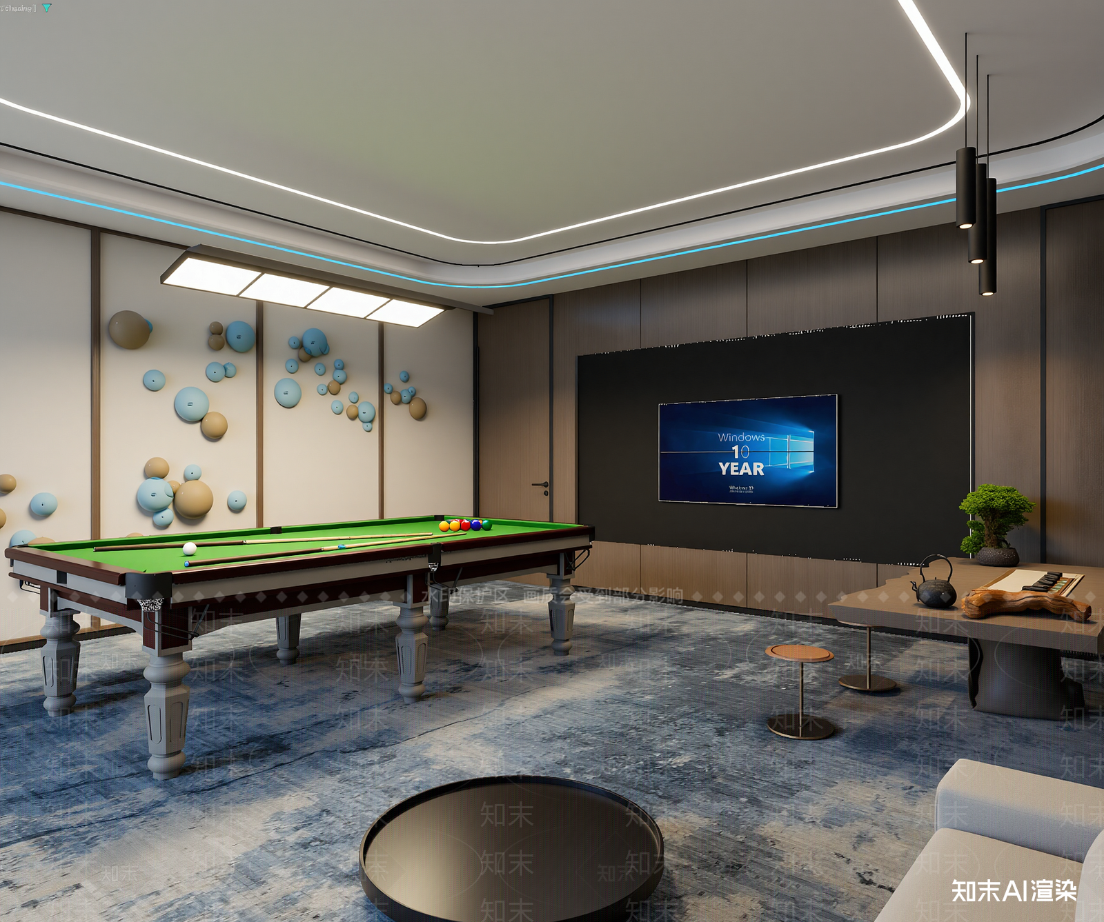 现代台球室3D模型下载【ID:1213897929】