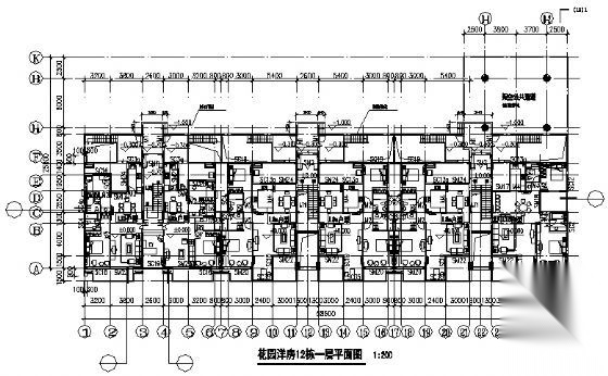 东部花园洋房12栋住宅楼建筑施工图cad施工图下载【ID:149847173】