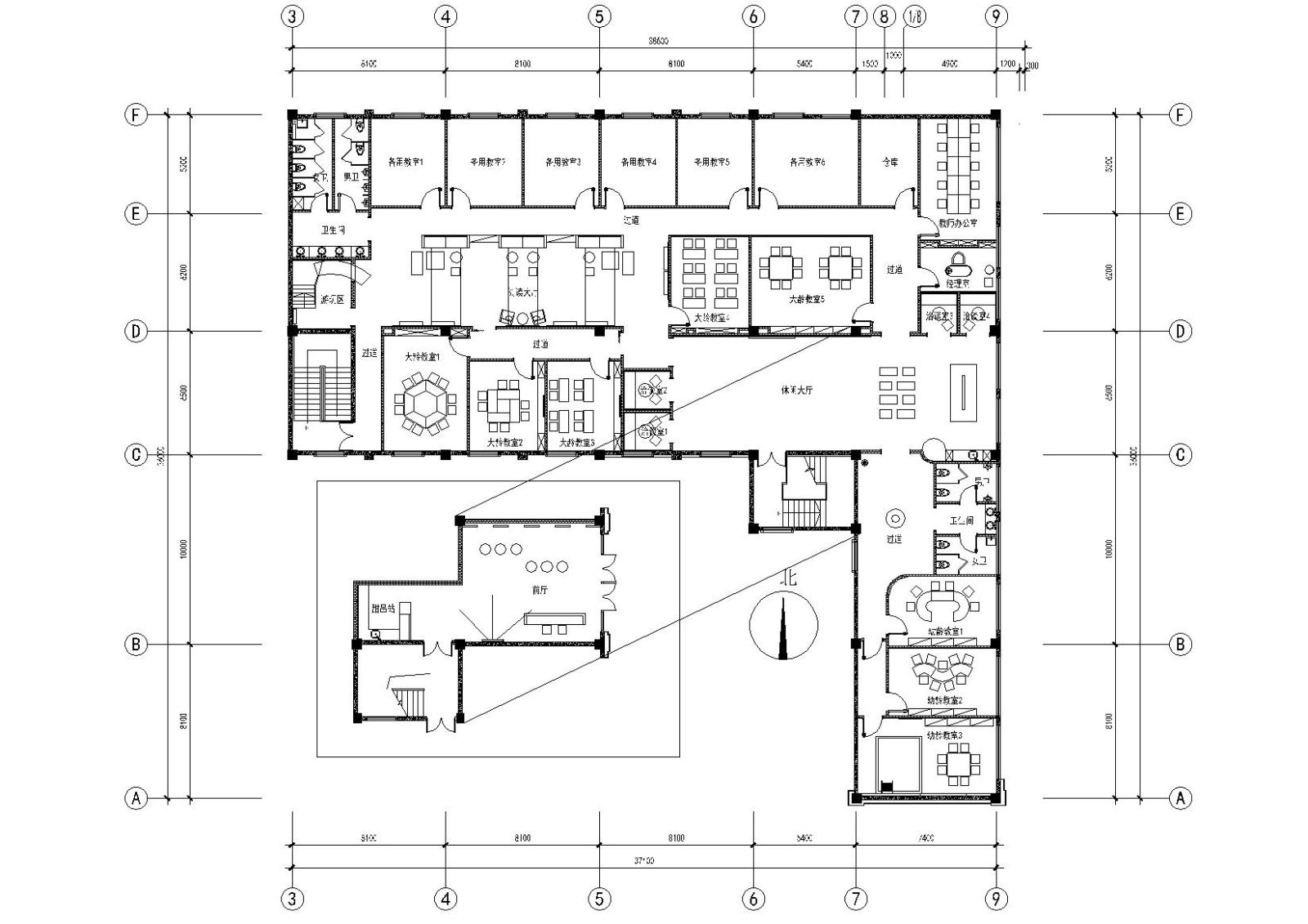 江苏昆山英语培训中心全套施工图_效果图cad施工图下载【ID:1131206803】