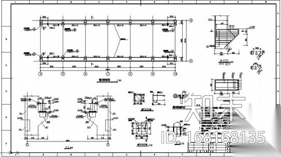某吊车梁布置及牛腿节点构造详图施工图下载【ID:168168135】