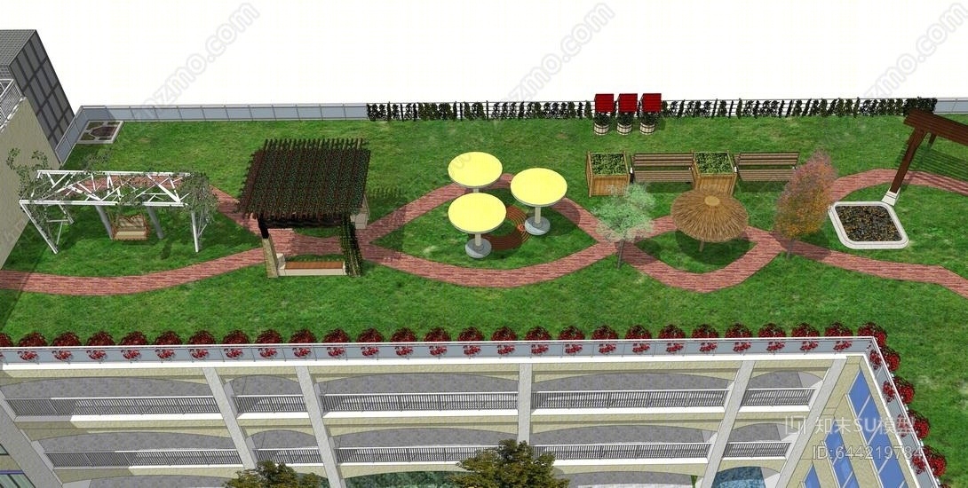 幼儿园庭院景观SU模型下载【ID:644219784】