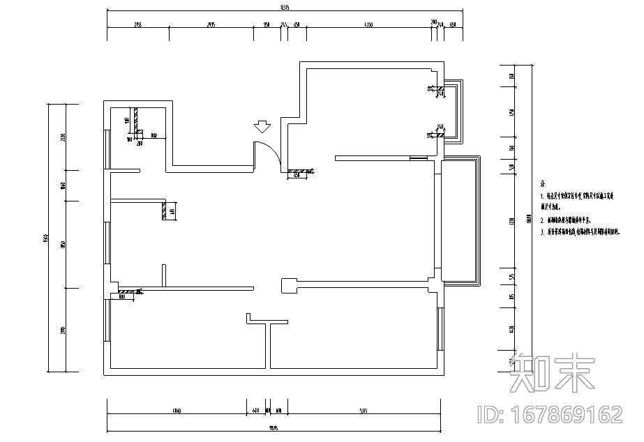 [新疆]三居室住宅设计施工图（附效果图）cad施工图下载【ID:167869162】